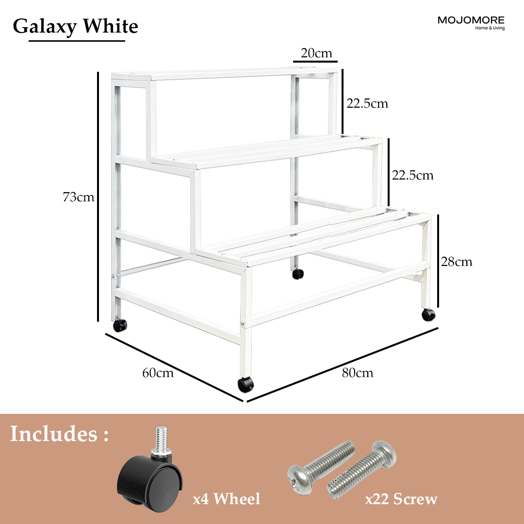 Mojomore 3 Tier Flower Rack Plant Rack Steel Outdoor Pots Garden Rak Pasu Bunga Outdoor Rak Bertingkat