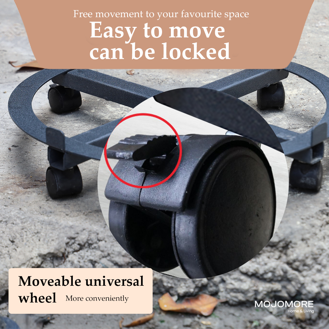 MOJOMORE Heavy Duty 4 Wheel Iron Gas Tank Roller | Metal Gas Stand | Gas Trolley | Roda Tong Gas