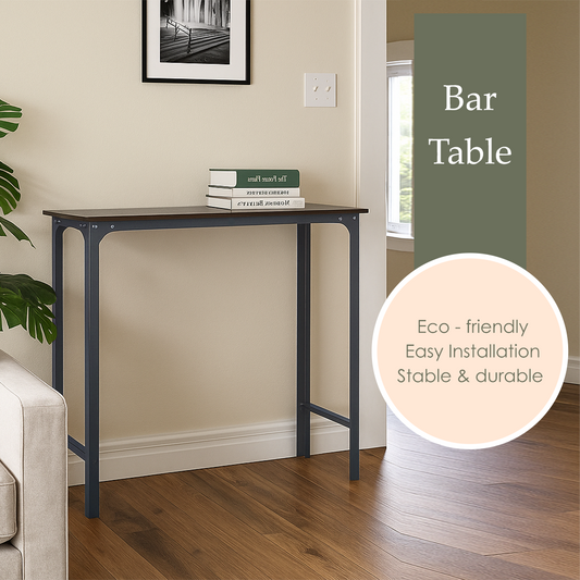 MOJOMORE Long Bar Table with High Bar Stool Home Balcony Coffee Desk Simple Wall leaning Dining Table Meja Belajar