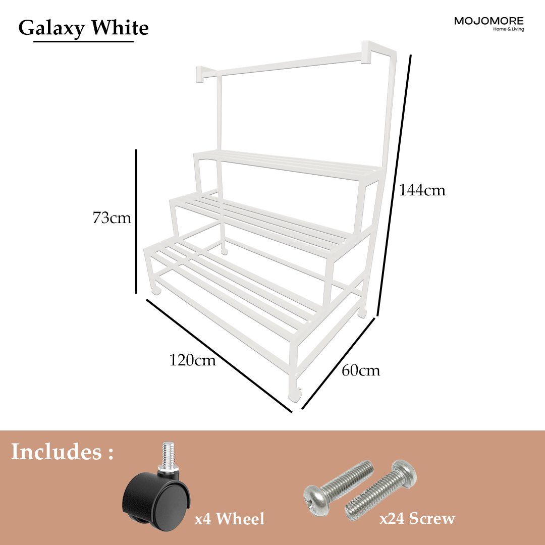 Mojomore 3 Tier Flower Rack Plant Rack Steel Outdoor Pots Garden Rak Pasu Bunga Outdoor Rak Bertingkat