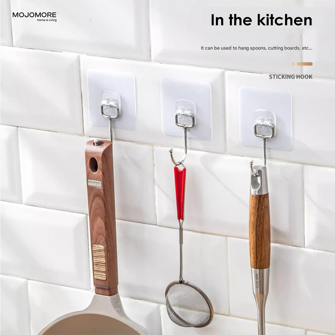 Mojomore Wall Hooks Seamless Screw, No-Punch Strong Adhesive Hook Screws ,Kitchen Bathroom Brackets Fixed Nail,Reusable