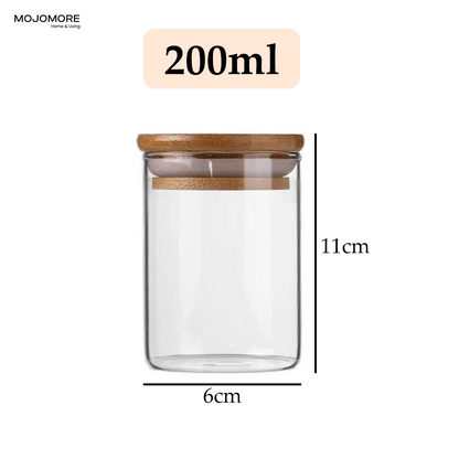 MOJOMORE Round Glass Jar Series, Transparent Container With Lids Cookie Jar Kitchen Jar Balang Bekas Kaca