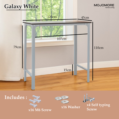 MOJOMORE Long Bar Table with High Bar Stool Home Balcony Coffee Desk Simple Wall leaning Dining Table Meja Belajar