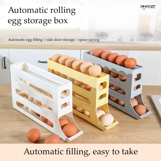 Mojomore Egg Storage Rack 4 Tier Refrigerator Egg Storage Rack Automatic Rolling Egg Storage Dispenser Egg 30 Grid