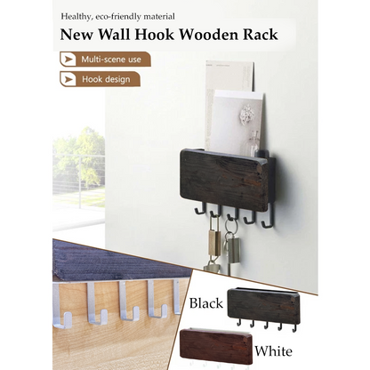 MOJOMORE Key Holder Wall Mount Key Rack Wooden Bamboo Hook key rack Home Clothe Hook Rack Key Rack Wall Mount