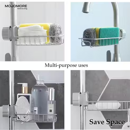 MOJOMORE Strong Faucet Kitchen Sink Sponge Dishwasher Soap Holder Kitchenware Drainer Rak Dapur