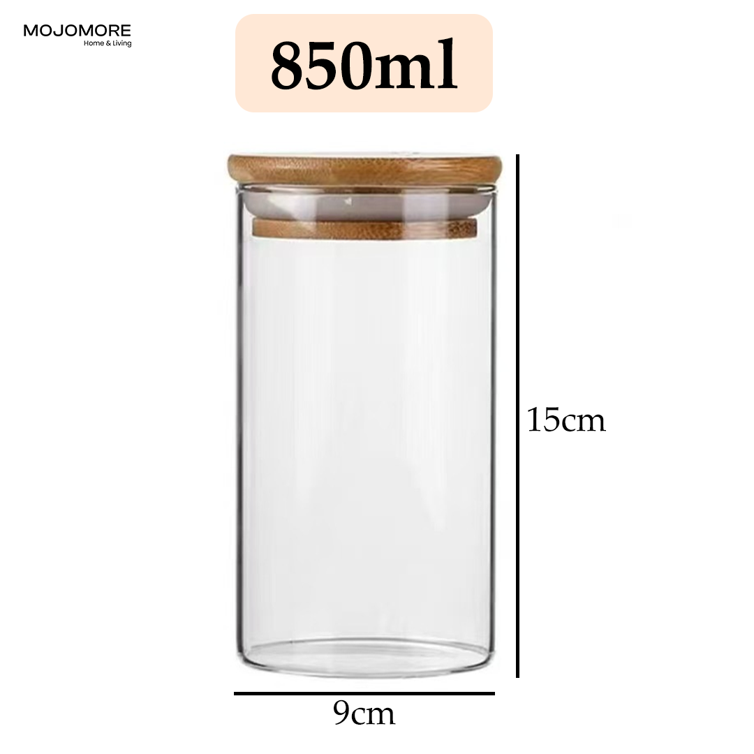 MOJOMORE Round Glass Jar Series, Transparent Container With Lids Cookie Jar Kitchen Jar Balang Bekas Kaca
