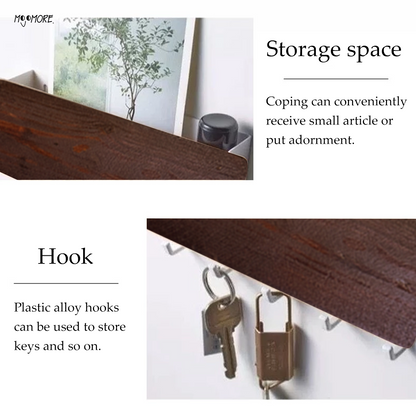 MOJOMORE Key Holder Wall Mount Key Rack Wooden Bamboo Hook key rack Home Clothe Hook Rack Key Rack Wall Mount