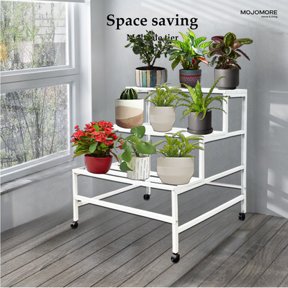 Mojomore 3 Tier Flower Rack Plant Rack Steel Outdoor Pots Garden Rak Pasu Bunga Outdoor Rak Bertingkat
