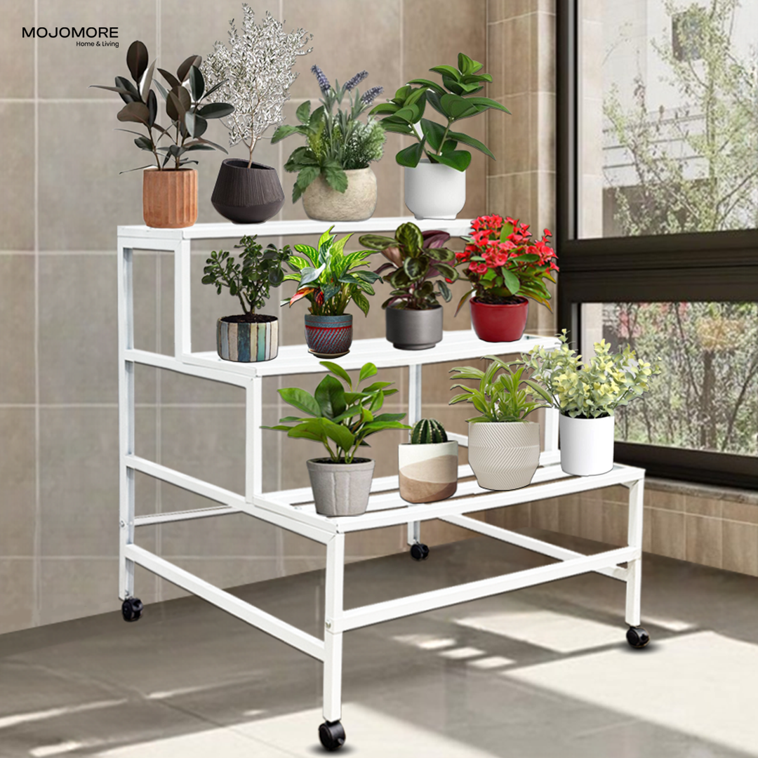 Mojomore 3 Tier Flower Rack Plant Rack Steel Outdoor Pots Garden Rak Pasu Bunga Outdoor Rak Bertingkat