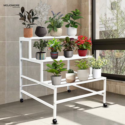 Mojomore 3 Tier Flower Rack Plant Rack Steel Outdoor Pots Garden Rak Pasu Bunga Outdoor Rak Bertingkat