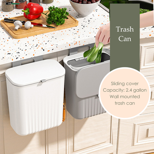 MOJOMORE Wall Mounted Trash Can Dustbin Hanging Kitchen Rubbish Bin Cabinet Door Floor Tong Sampah