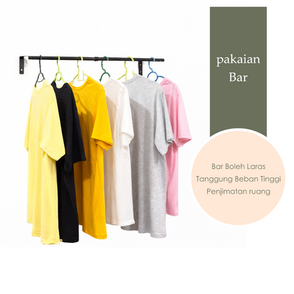 MOJOMORE Clothes Bar Clothing Stainer Besi Gantung Baju Sangkut Baju Penyangkut Wall Mounted Clothes Bar