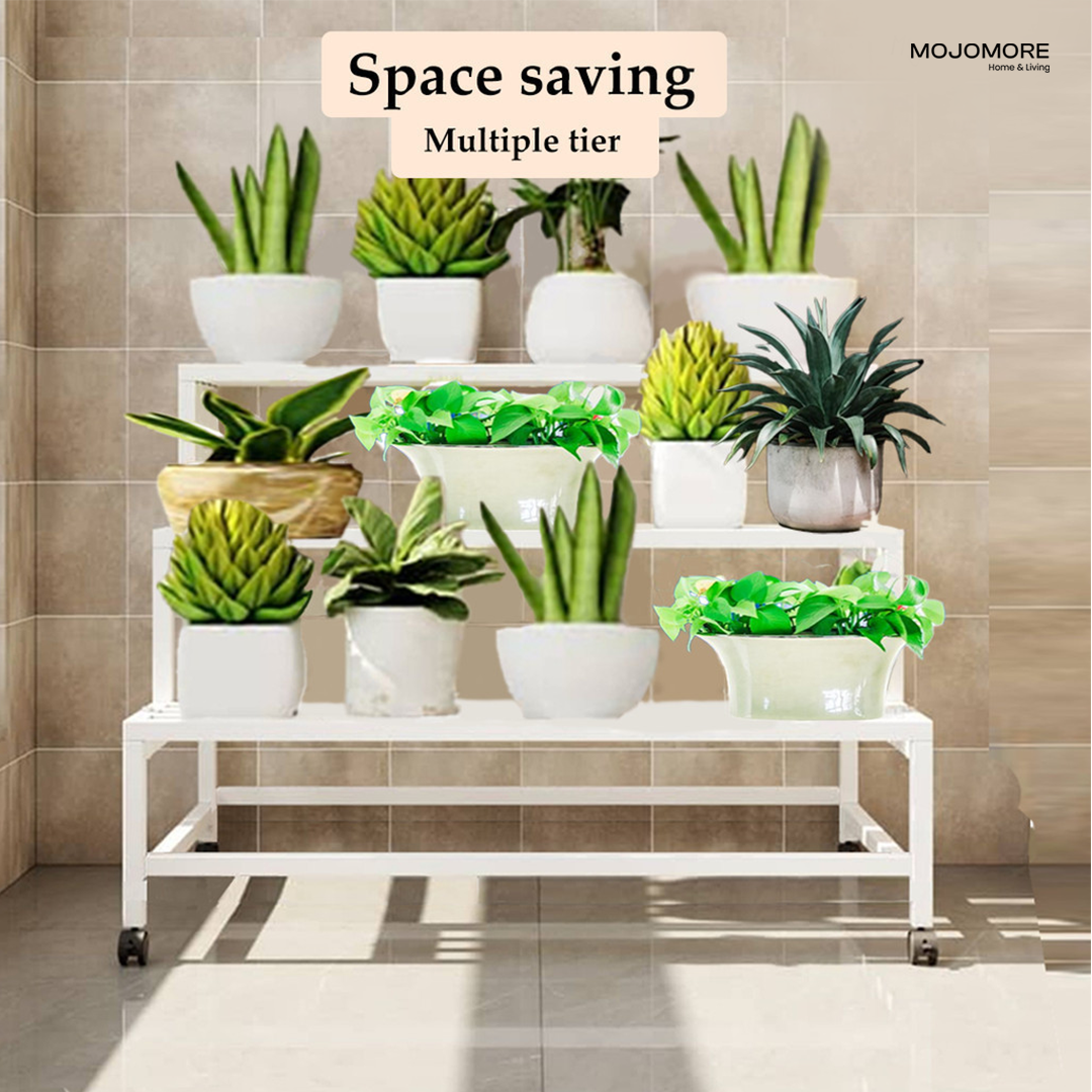 Mojomore 3 Tier Flower Rack Plant Rack Steel Outdoor Pots Garden Rak Pasu Bunga Outdoor Rak Bertingkat