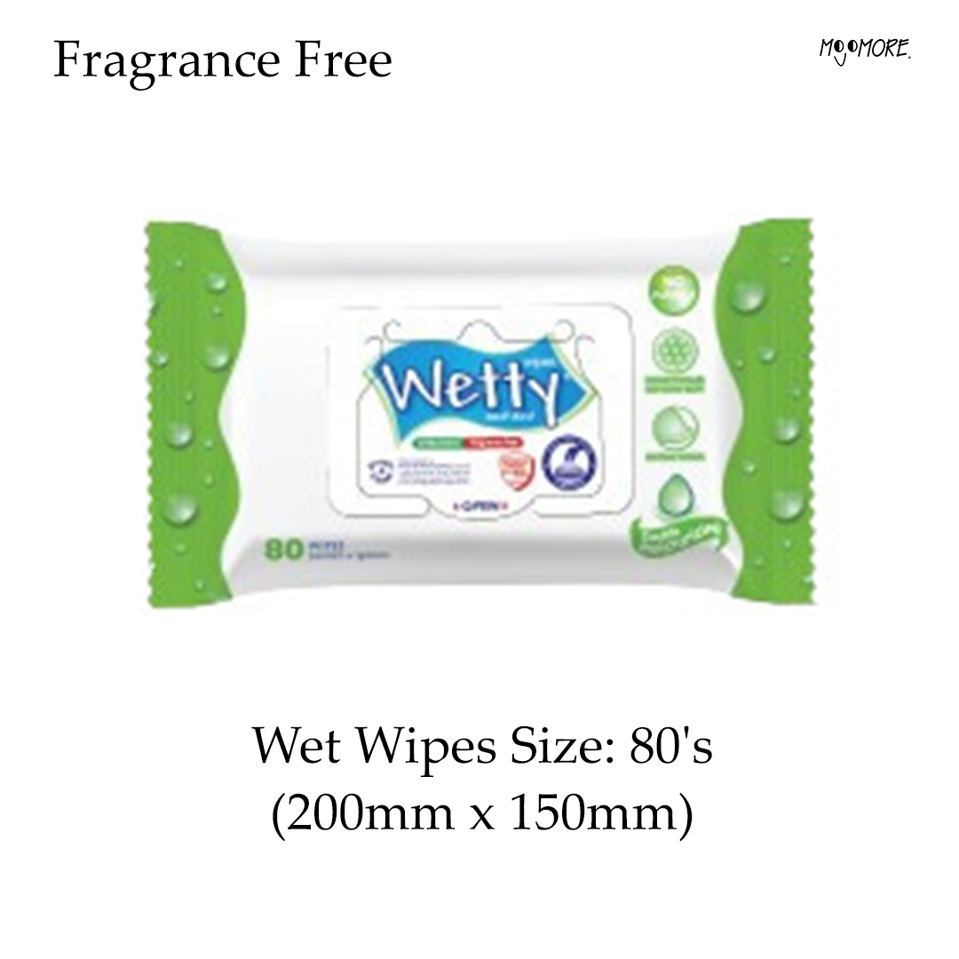Wetty Antibacterial Wipes 80' Fragrance Free Wet Tisu Basah