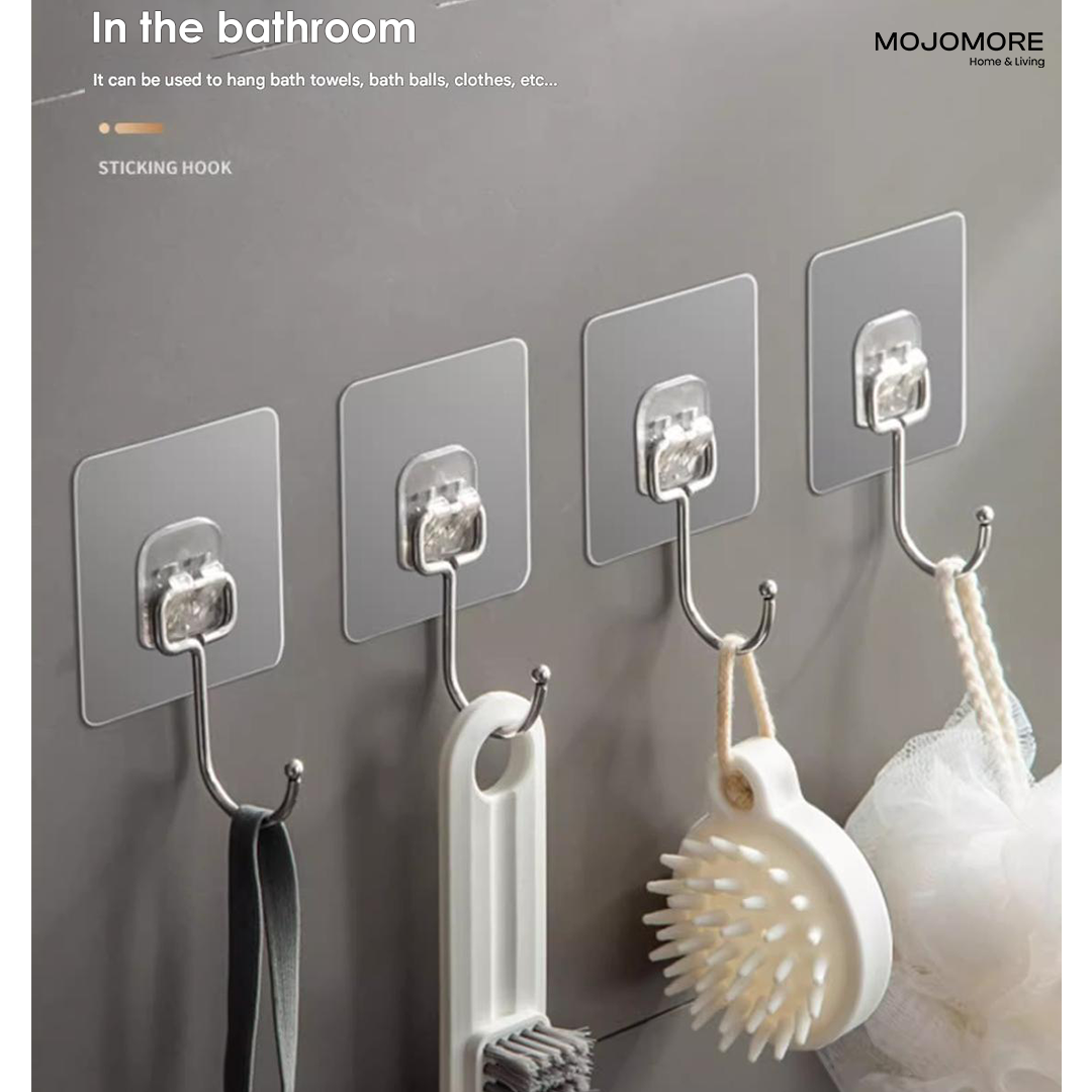 Mojomore Wall Hooks Seamless Screw, No-Punch Strong Adhesive Hook Screws ,Kitchen Bathroom Brackets Fixed Nail,Reusable