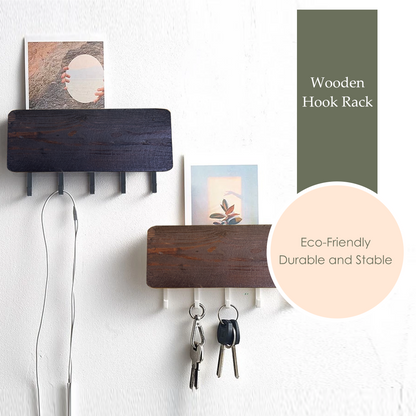 MOJOMORE Key Holder Wall Mount Key Rack Wooden Bamboo Hook key rack Home Clothe Hook Rack Key Rack Wall Mount